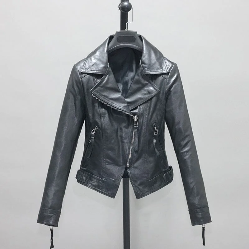 Midnight Madness wool coatGenuine Leather Short Slim Moto Jacket