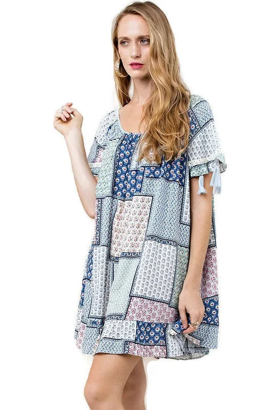 Savings Spectacular trendy wrap dressFolklore Tassel Mini Swing Dress, Sea Blue