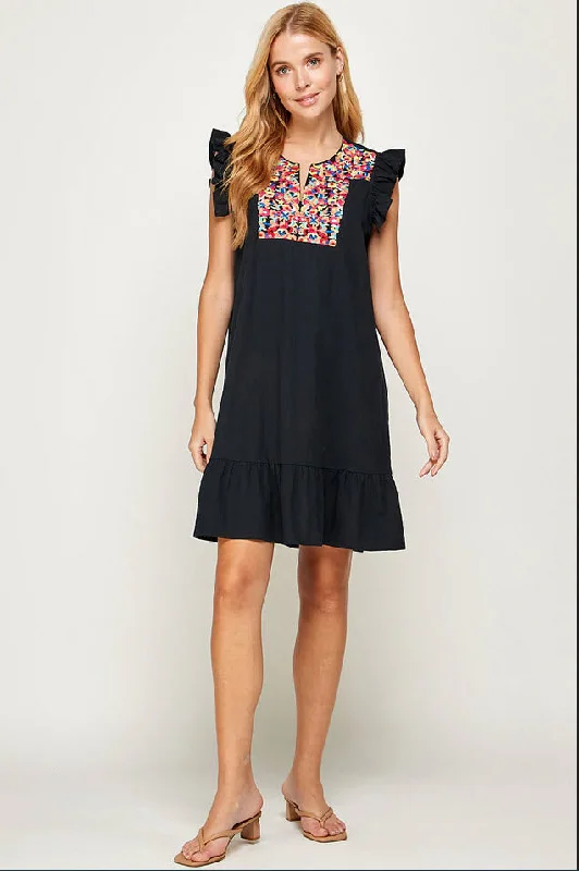 Price Reduction t-shirt dressFloral Embroidered Ruffle Dress
