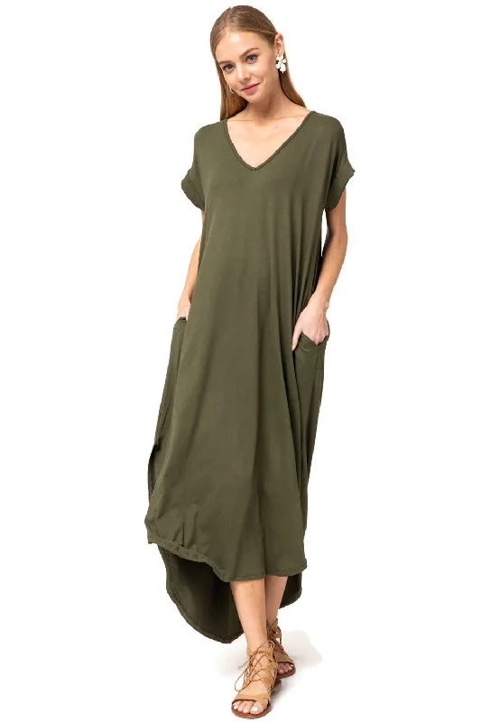 Lowest Price v-neck dressEveryday Pocket Maxi Dress,  Olive