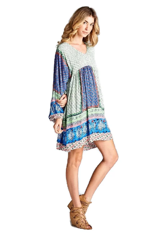 Buy Now classic fit-and-flare dressPaisley Color Block Dress, Blue & Green