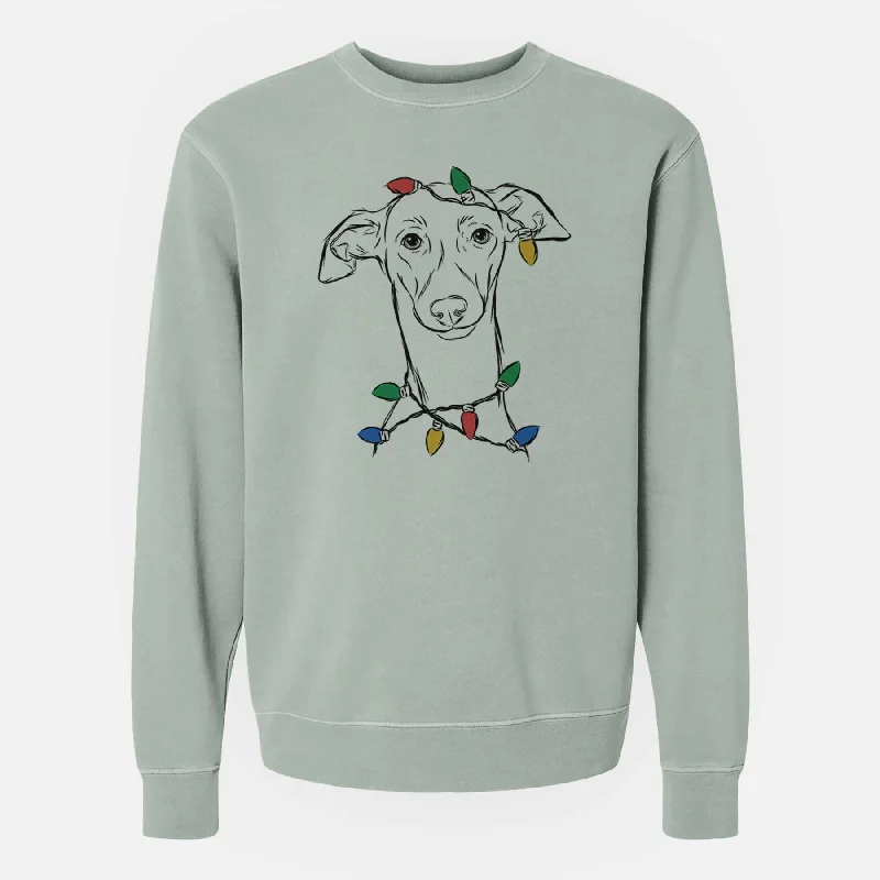 Daily Deals trendy gym wear hoodieChristmas Lights Ziggie the Italian Greyhound - Unisex Pigment Dyed Crew Sweatshirt Daily Deals trendy gym wear hoodieChristmas Lights Ziggie the Italian Greyhound - Unisex Pigment Dyed Crew Sweatshirt