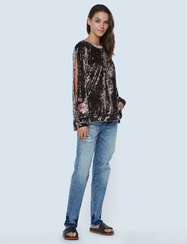 Super Bargain stylish performance hoodieCut It Out Velvet Top