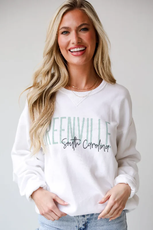 Exclusive Savings oversized sports sweatshirtWhite Greenville South Carolina Script Sweatshirt Exclusive Savings oversized sports sweatshirtWhite Greenville South Carolina Script Sweatshirt