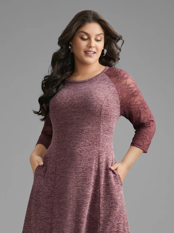 Price Smash vintage-inspired dressHeather Lace Patchwork Mesh Midi Dress