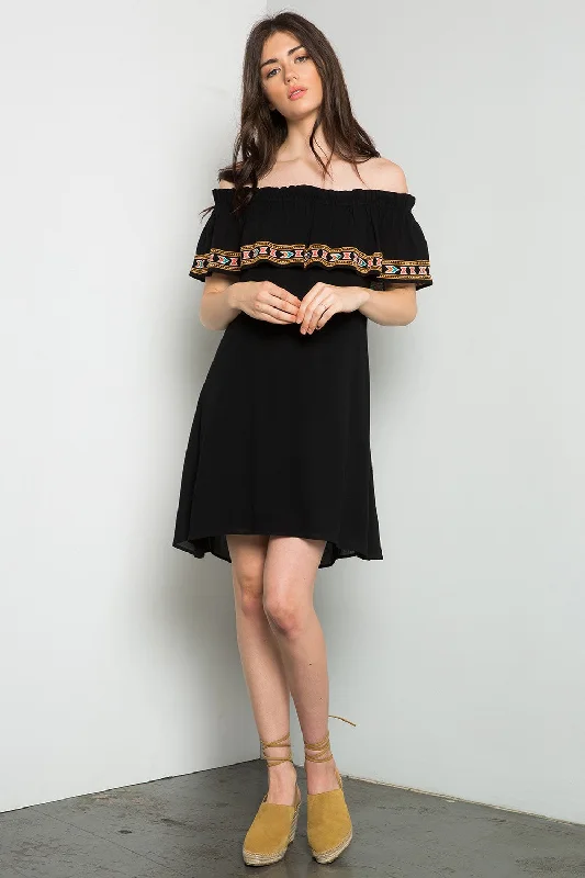Overstock elegant dressAntigua Off the Shoulder Dress, Black