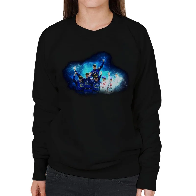 Flash Sale gym ready hoodieMotorsport Images Subaru Impreza Celebration Waving Women's Sweatshirt