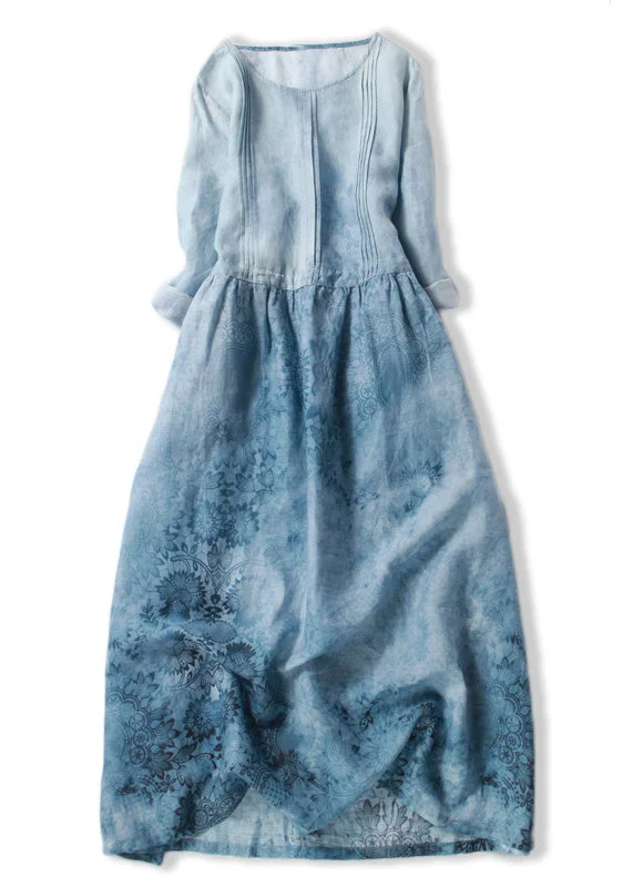 Bargain Prices modern dressFitted Blue O-Neck Patchwork Tunic Long Dresses Half Sleeve