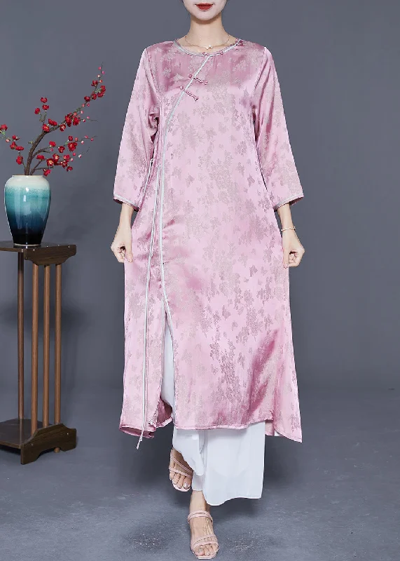 Overstock spaghetti strap dressArt Pink Jacquard Side Open Lace Up Silk Oriental Long Dresses Summer Overstock spaghetti strap dressArt Pink Jacquard Side Open Lace Up Silk Oriental Long Dresses Summer