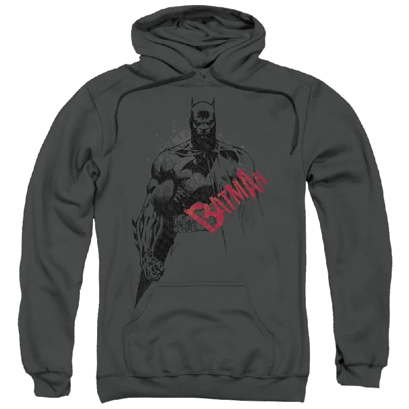 Super Savings Batman Sketch Bat Red Logo - Pullover Hoodie