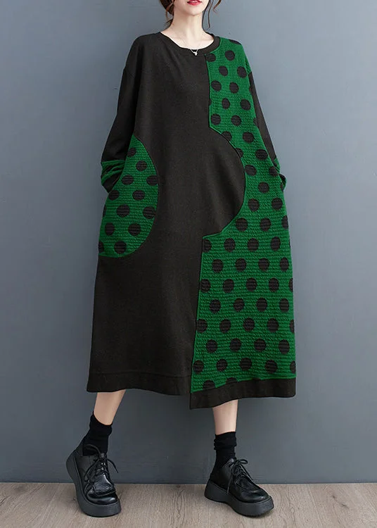 Best Deals satin midi dressUnique Black Oversized Patchwork Cotton A Line Dresses Spring